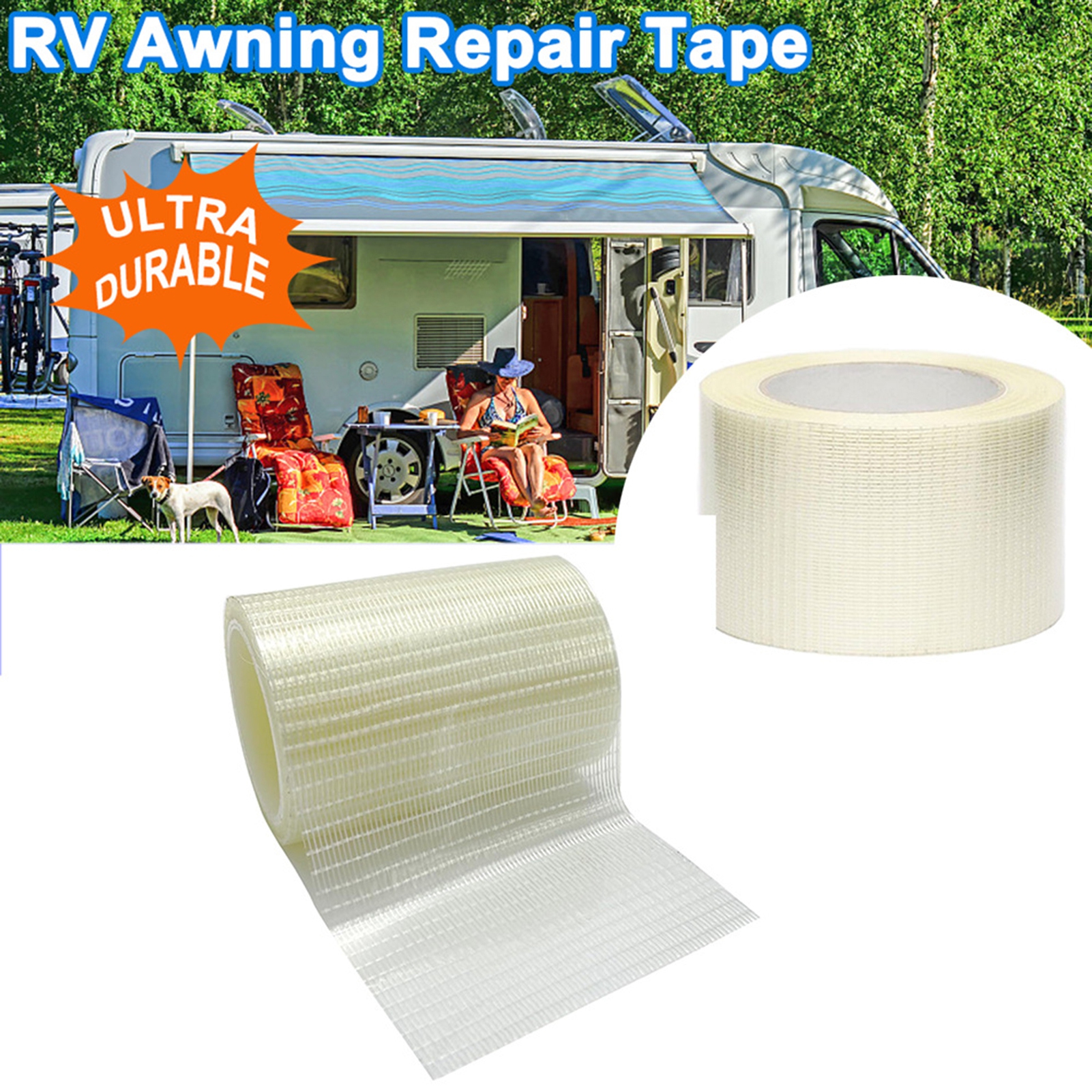NIBOLOG Waterproof RV Awning Repair Tape Strong Adhesion Tent Repair Tape Transparent Boat Covers Repair Patch Kit